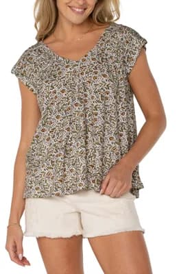 Olive Leaf V-Neck Top