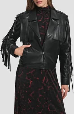 Fringe Faux Leather Jacket