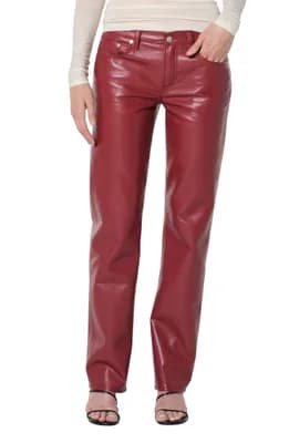 Leather Blend Straight Leg Pants