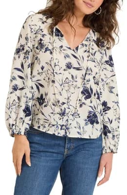 Flora Flourish Split Neck Top