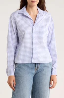 Grid Print Untuckable Button-Up Shirt