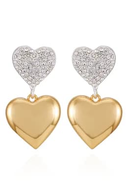 Two-Tone Heart Drop Earrings
