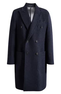 Double Breasted Wool Blend Coat