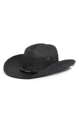 Stone Trim Straw Cowboy Hat