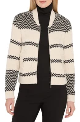 Zigzag Knit Bomber Jacket