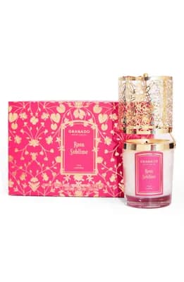 Rosa Sublime Scented Candle & Lantern Set