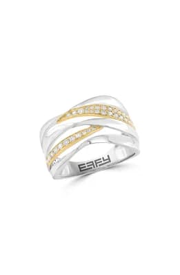 Two-Tone Diamond Swirl Ring