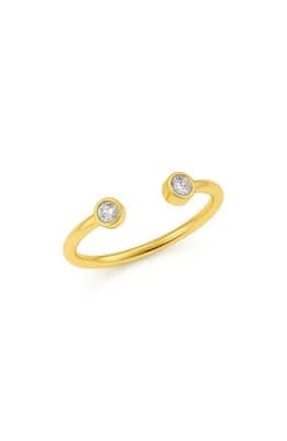 Double Bezel Set Cubic Zirconia Open Ring