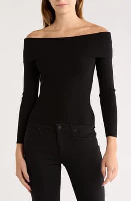 Off the Shoulder Rib Knit Top