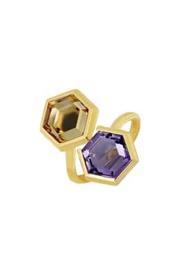 14K Gold Amethyst Bypass Ring