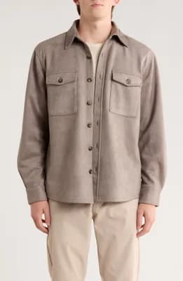 Faux Suede Shirt Jacket