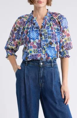 Mai Smocked Button Front Top