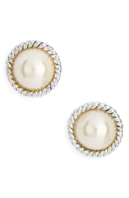 Faux Pearl Button Stud Earrings