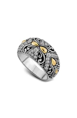 Two-Tone White Topaz Statement Ring