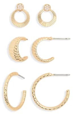 3-Pack Fluted Assorted Earrings