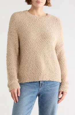 Bouclé Knit Sequin Pullover Sweater