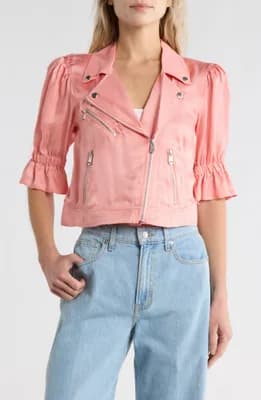 Everlee Ruffle Crop Moto Jacket