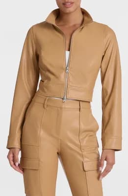 Faux Leather Crop Biker Jacket