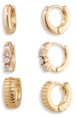 3-Pack Assorted Huggie Hoop Earrings