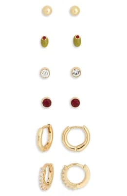 6-Pack Olive Assorted Earrings Set