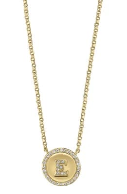Diamond 'E' Initial Pendant Necklace