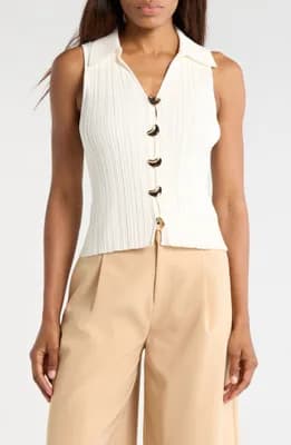 Button Front Sweater Vest