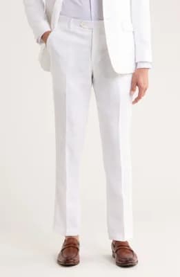 Flat Front Linen Trousers