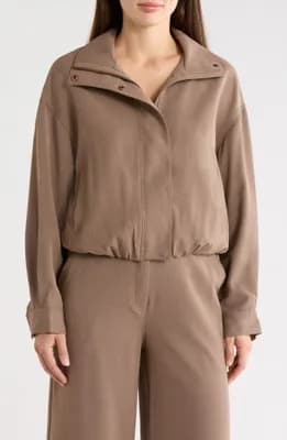 Bubble Hem Crop Bomber Jacket