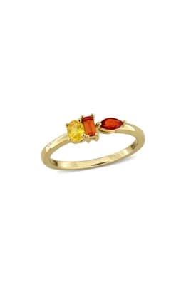 Multishape Orange & Yellow Sapphire Ring
