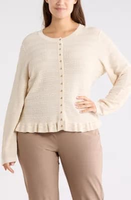 Crewneck Button Front Cardigan