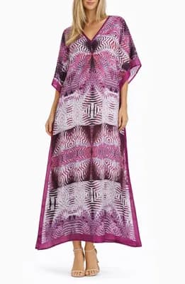 Print V-Neck Maxi Caftan