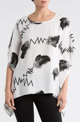 Scribble Print Caftan Top