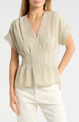Pleated V-Neck Top