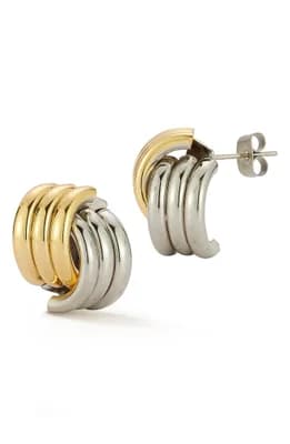 Two-Tone Curved Stud Earrings