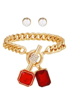 Toggle Bracelet & Stud Earrings Set