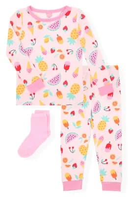 Fitted Two-Piece Pajamas & Socks Set