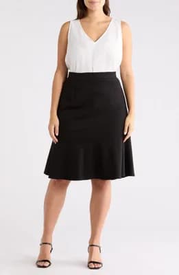 Flounce Hem Pull-On Skirt