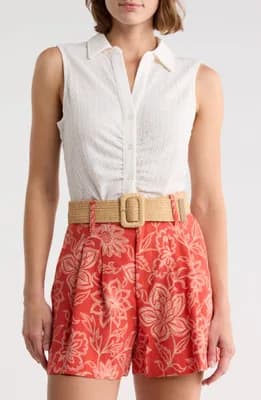 Ruched Button-Up Tank
