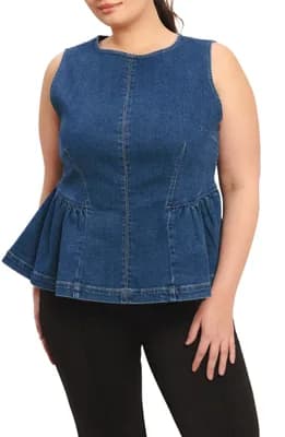 Denim Peplum Top