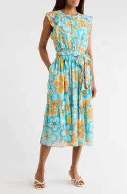 Elle Floral Cap Sleeve Chiffon Maxi Dress