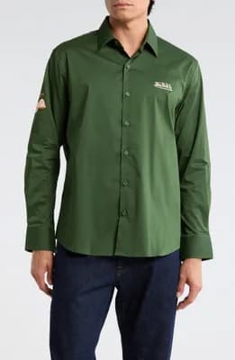 Patch Graphic Button-Up Shirt