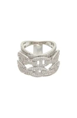 CZ Layered Link Ring