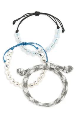 3-Pack Beaded Paracord Slider Bracelets