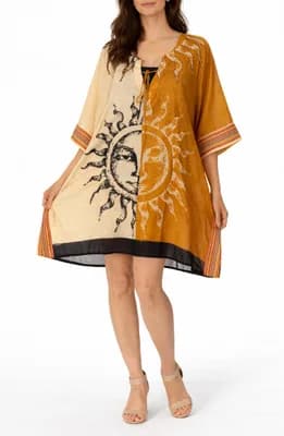 Celestial Graphic Cotton Poncho